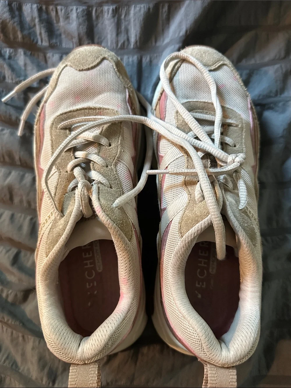 Skechers Women's Beige with Pink Trim Walking Shoes